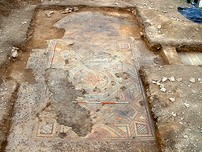 mosaic at Badminton, view from west