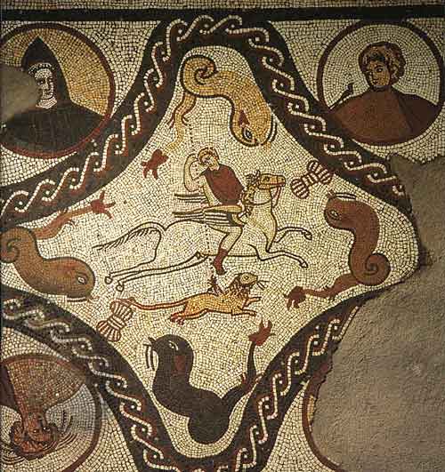 Lullingstone Villa: triclinium mosaic (photo by David S. Neal).